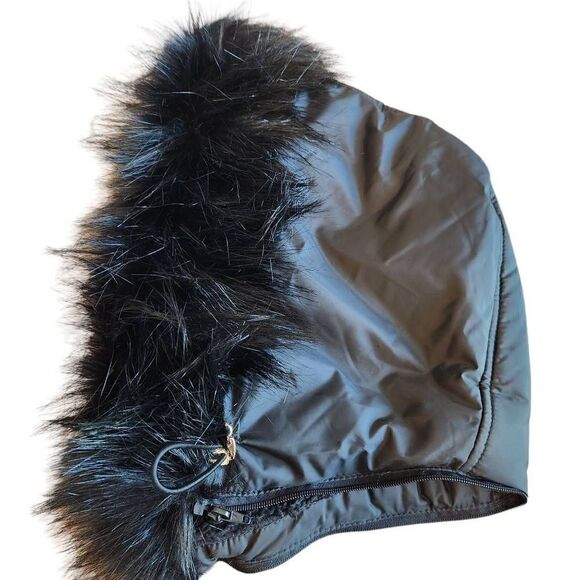 PRESTON and York Black Long Puffer Coat with Faux Fur Hood Plus Size 1X - Picture 3 of 6